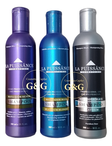 Kit 3 Shampoo Matizador Violeta+azul+black De La Puissance