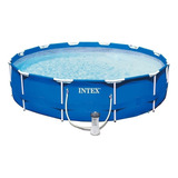 Piscina Estrutural 6.503l Armação Azul Bomba Filtrante Intex