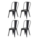 Kit 4 Cadeiras Tolix Iron Design Preto Fosco Aço Industrial