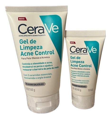 Kit Cerave Gel Limpeza Acne Control 140g + 40g Grátis