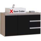 Gabinete Armário Banheiro Prisma 80cm - Sem Cuba Cor Do Móvel Madeirado-preto