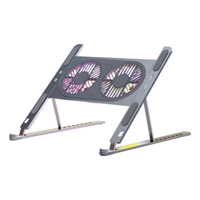 Base Enfriadora para Laptop DAPON P11F | Soporte Ergonómico con 8 Niveles de Altura Ajustable, 2 Ventiladores Silenciosos, Aluminio Resistente, Plegable y Portátil, 12 a 17 Pulgadas, Color Gris | Envío gratis