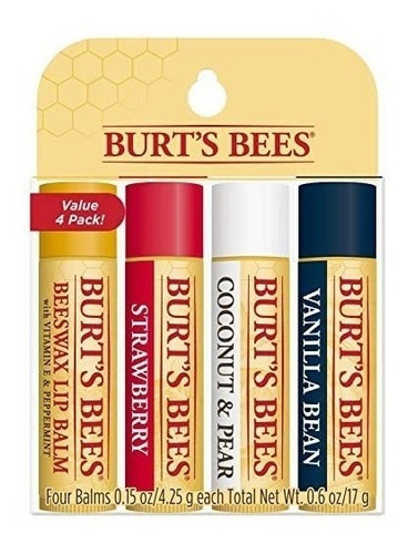 Bálsamo Labial Selección 100% Natural Pack 4 Burt's Bees