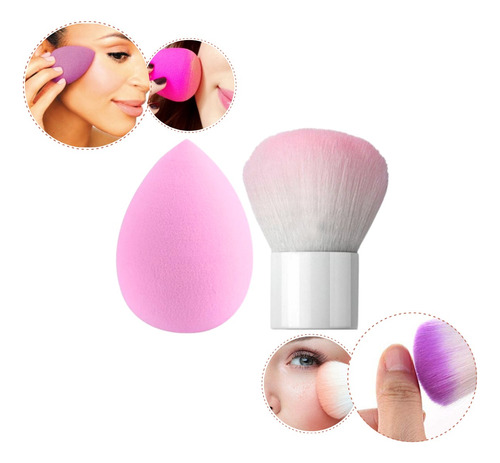 Kit X2 Esponja Blender Para Maquillaje + Mini Brocha
