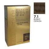 Farmacolor Repair Gold 24k Coloración Permanente Kit 47g Tono 7.1 - Rubio Ceniza