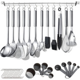 Juego De Utensilios De Cocina Acero Inox-38 Piezas Y Soporte