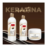 Keratina Chocolate 1 Litro + Shampoo 1 Litro + Mascarilla Ca