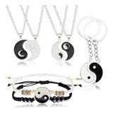 Rechicgu Oro Y Plata 8 Piezas Yin Yang Bff Parejas Collar A 