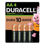 Pilha Recarregável Aa Pequena Duracell Com 4 Unidades