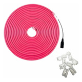 Neon Flex 5m 12v Ip65 Luz Rosa Sin Driver Con Grapas