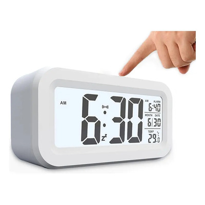 Reloj de escritorio digital inteligente con sensor de temperatura, color blanco 4.5 | Envío gratis