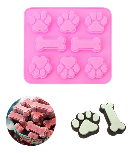 Molde Silicona 6 Huellas De Perrito Patitas Y 2 Huesos