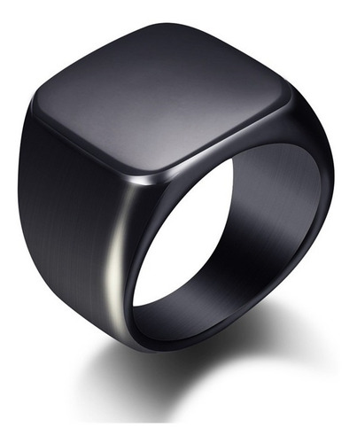 Anillo Negro Cuadrado Elegante Hombre Mujer