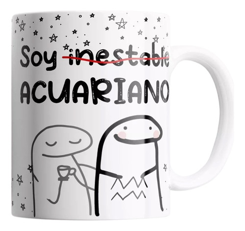 Taza Ceramica Blanca Flork Meme Signos Zodiaco