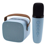 Parlante Portátil Karaoke Con Micrófono Bluetooth Usb Color Celeste