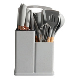 Set De 18 Utensilios Juego De Cocina Silicona Gris