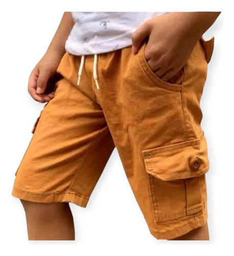 Pantalón Corto Bermuda Cargo Bengalina Elastizada De Niños