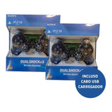 Kit 2 Controles Ps3 Dualshock 3 Modelo Sem Fio Igual Imagem