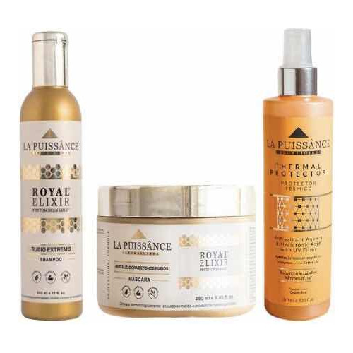 Kit Royal La Puissance Shampoo+máscara+protector Térmico