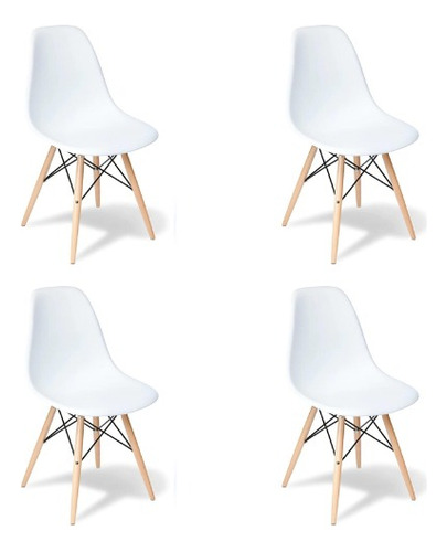 Silla De Living Comedor Eames Base Madera X4 Unidades