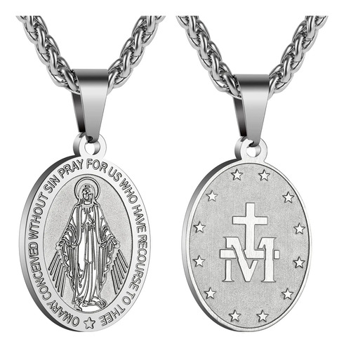 Collar De Virgen María Hombre Medalla Milagrosa Inoxidable | MercadoLibre