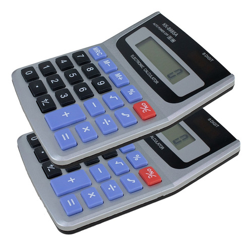 2 Calculadora Para Escritório Comercial Com Tecla Som Beep Cor Cinza