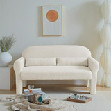 Sofá Mini Moderno Loveseat 2 Plazas Teddy, Blanco