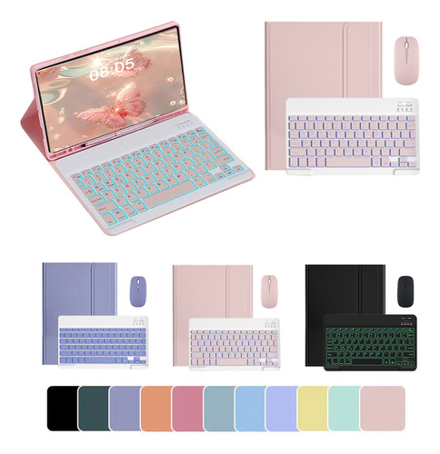 Capa + Teclado E Mouse Retroiluminado Para Samsung Tab A8