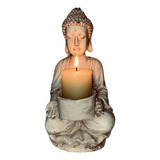 Buda Porta Velas Con Cuenco 18 Cm En Resina Apto Exterior