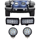 Kit Farol Milha Led Retangular 12 Leds 12v Jeep Caminhão 24v