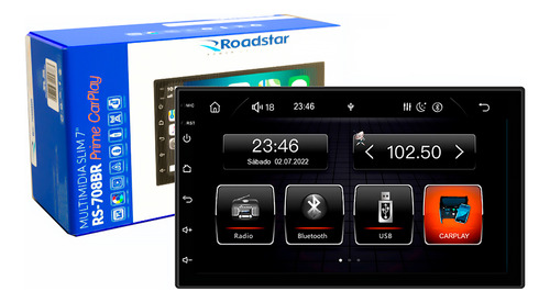 Multimídia Mp5 Roadstar 7 Polegadas Rs-708br Plus Carplay Bt