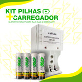 Kit 4 Pilhas Recarregáveis Aa 4700 + Carregador 50 Hz 5w 