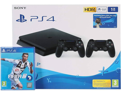 Playstation 4 Sony Slim 1 Tb + 2 Joystick + 1 Juego (fifa19)