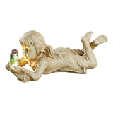 Estatua De Jardín De E A Kid With Fireflies, Decoración De J