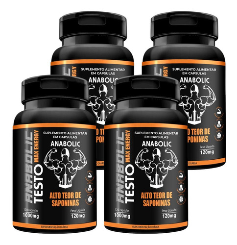 Kit 4 Tribus Anabolic Testo Alto Em Saponinas 120 Cápsulas