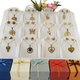 Collar Aretes Acero Inoxidable 24  Set Mayoreo Regalo Caja