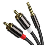 Cabo De Áudio 2rca De 3,5 Mm, Conector Banhado A Ouro Com Re