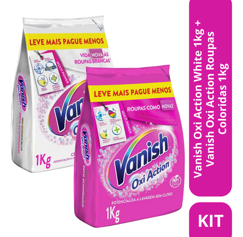 Kit Tira Manchas 1un Vanish White 1kg + 1un Vanish Oxi 1kg