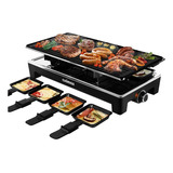 Raclette Grill Mesa De Parrilla Eléctrica, Portátil 2 En 1 