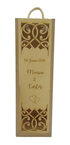 Caja De Madera Porta Vinos Calada Boda Personalizada Art3033