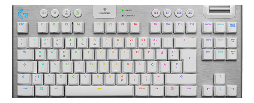 Teclado Gamer Bluetooth Logitech G Serie G G915 Tkl Qwerty Gl Tactile Inglés Us Color Blanco Con Luz Rgb