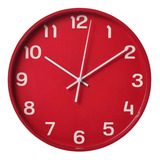 Reloj De Pared Rojo 28 Cm Diámetro Silencioso Casa Oficina