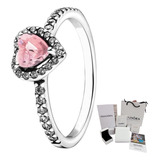 Anillo Promesa Pandora Corazón Rosa 925 + Kit De Regalo