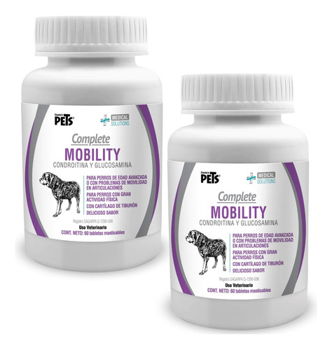 2 Frascos Complete Mobility Para Perros 60 Tabletas