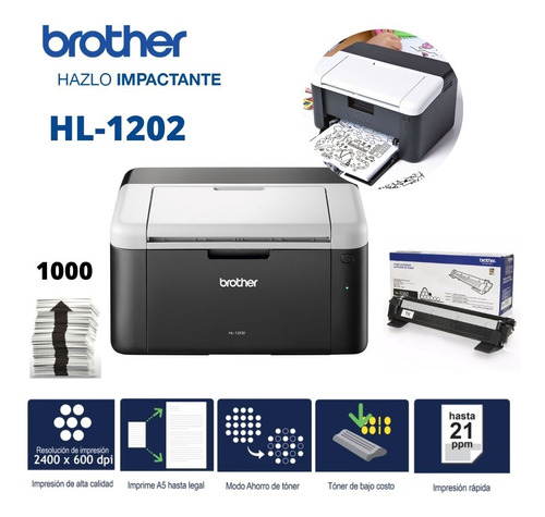 Impresora Brother 1202 Laser Hl-1200 Color Negro/blanco