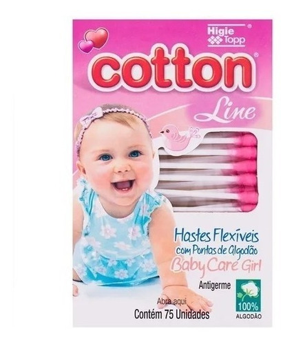 Haste Flexível Cotton Line Girl/boy Com 75 Unidades