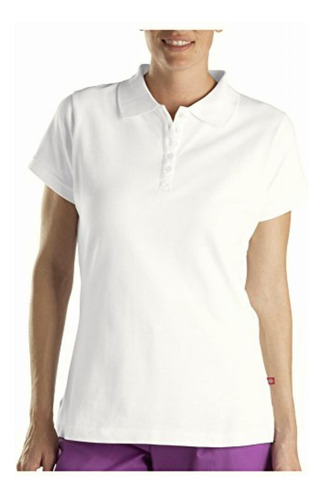 Dickies Pique Polo Para Mujer, Blanco, S Color Blanco