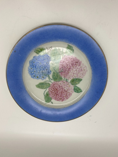 Plato Flores Hortensias Azul -rosadas