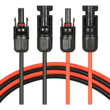 1 Par Cable Extensión Solar 10awg 10 Pies Negro.10 Pies Ro