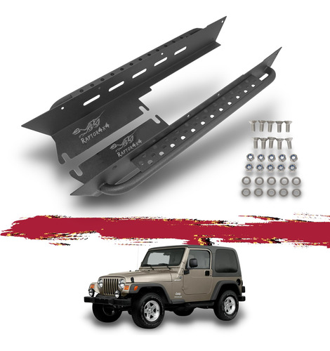 Estribos De Metal Para Jeep Wrangler Tj Negro 